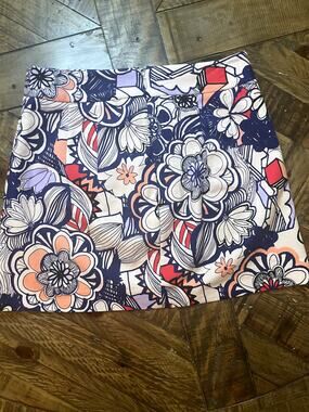 Express Navy Floral Geometric Mini Skirt 6 ID 400495 CA 56842